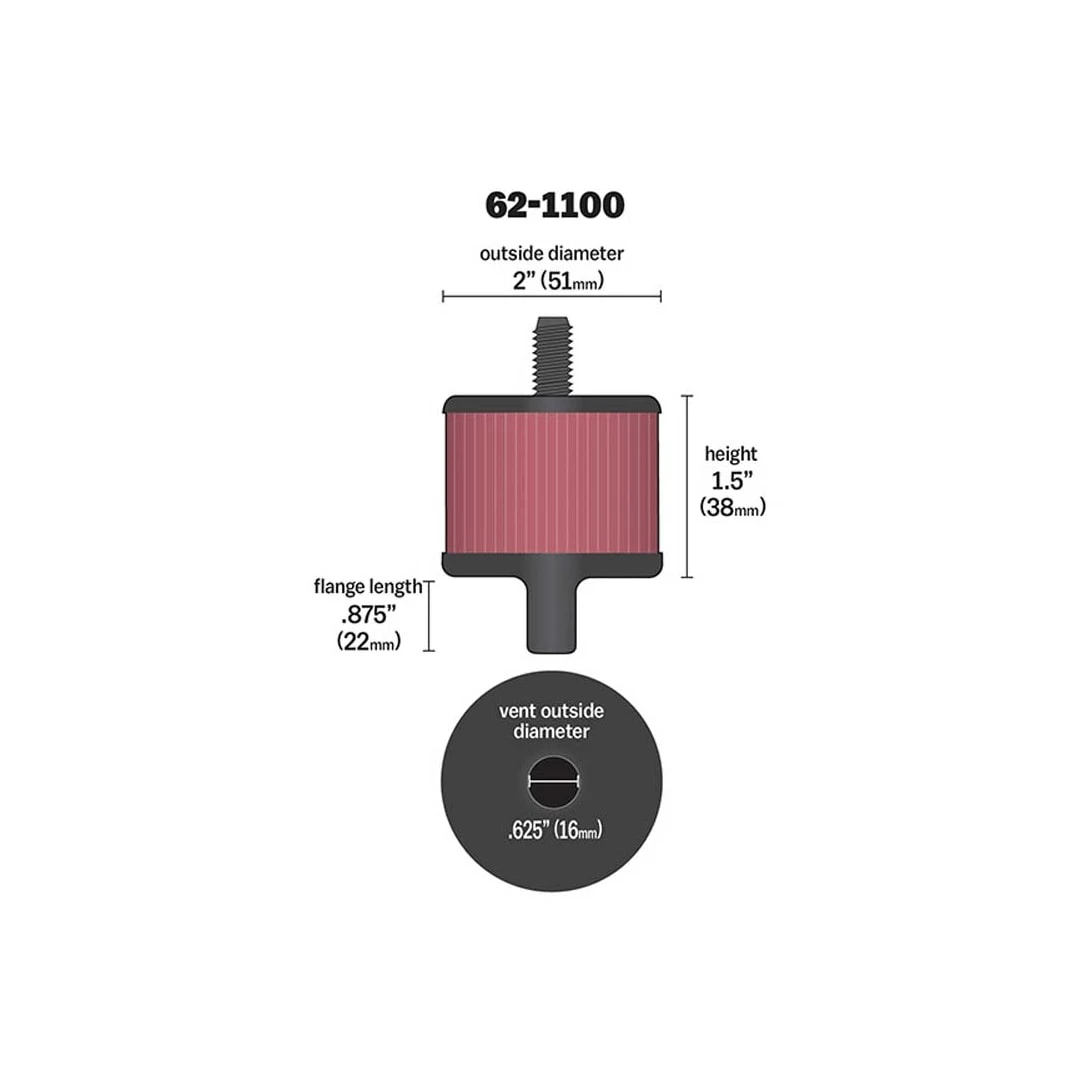62-1100 K&N Vent Air Filter/ Breather 2 62-1100 K&N Vent Air Filter/ Breather - Image 2