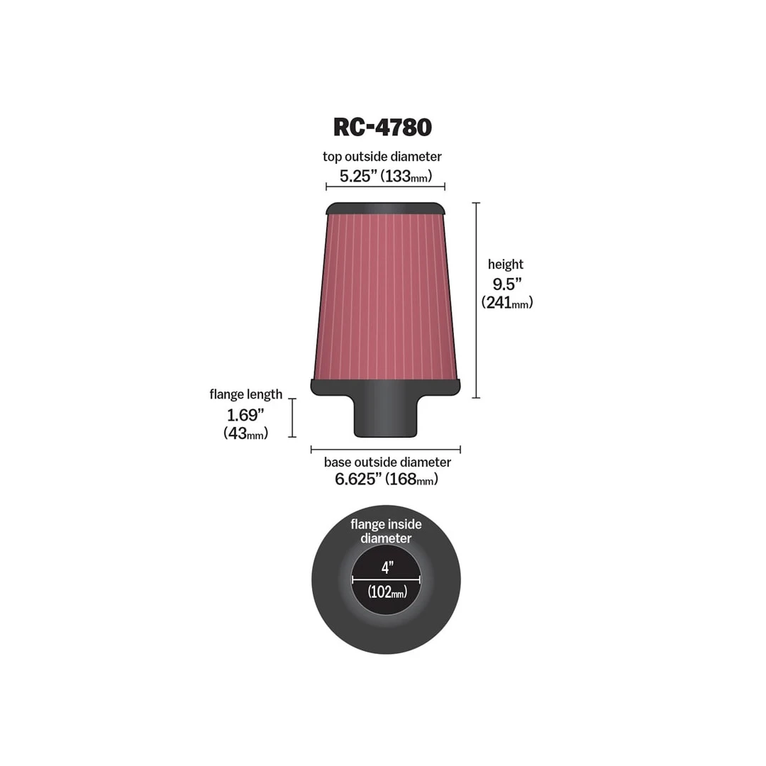 RC-4780 K&N Universal Clamp-On Air Filter 2 RC-4780 K&N Universal Clamp-On Air Filter - Image 2